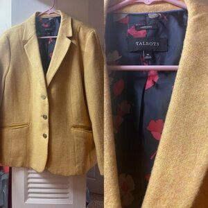 Talbots Yellow  Wool Suit Jacket Size 18